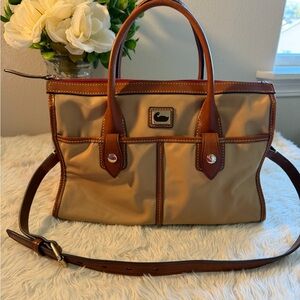Dooney & Bourke Tan and Brown Shoulder Bag